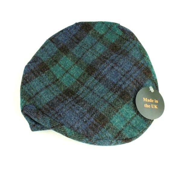 Mens Shetland Wool Flat Cap Made in Scotland Green Blue Black